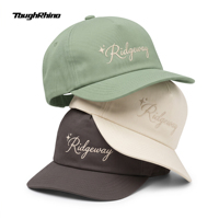 Casquette de baseball en coton sergé ToughRhino personnalisée avec broderie plate, non structurée, 5 panneaux, visière légèrement incurvée, fermeture snapback