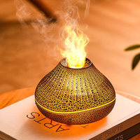 Mini diffuseur d'arôme de flamme ultrasonique de bureau de ménage humidificateur essentiel d'huile de volcan en plastique alimenté par USB