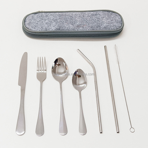 Utensili portatili da viaggio campeggio <span class=keywords><strong>Set</strong></span> di posate forchetta coltello cucchiaio bacchette per la pulizia di cannucce custodia in acciaio inox posate <span class=keywords><strong>Set</strong></span> - Product Image 2