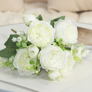 LUYI-Spot Ingrosso Fiori Artificiali in Seta Fatti a Mano, Piccolo Mazzo di Rose, Decorazione per Matrimoni, 5 Rose Persiane, Decorazione per la Casa - Product Image 6