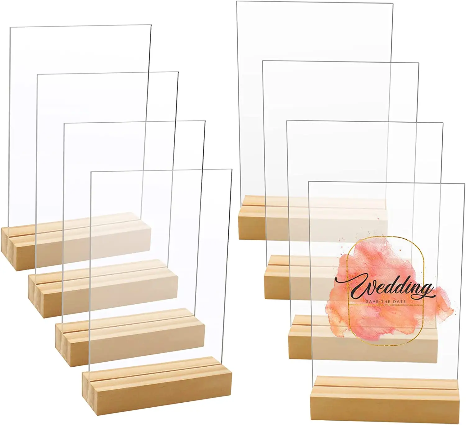 XITU CustomTable Wedding Wood Base Acrylic Sign Holder For Sheet Sign Holders Menu Card Display