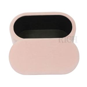 Taburete de terciopelo ovalado para dormitorio, taburete suave de lujo, moderno, otomano, color rosa, italiano, oro, acero inoxidable - Product Image 2