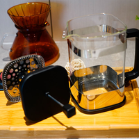 Cafetière à piston 800 ml en verre borosilicate avec filtre en acier inoxydable, poignée à motif par transfert d'eau, facile à nettoyer, style classique