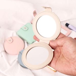 Compact <b>Mirrors</b> for Purses Stainless Steel <b>Mirror</b> with PU Leather Sleeve Mini Pocket Makeup <b>Mirror</b> - Product Image 2