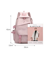 Katseye Tas Ransel Fashion Poliester USB Gaya Netral Lintas Batas dengan Pola Cetak Tepi Kontras Kapasitas Besar Gaya Korea