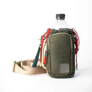 Custom Drawstring Sport Crossbody Bottle Sling Holder Water Bottle Bag With Strap