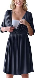 Robe d'allaitement de maternité à col en V et manches courtes, en tricot côtelé, vêtements de <span class=keywords><strong>grossesse</strong></span> S-XXXL - Product Image 5