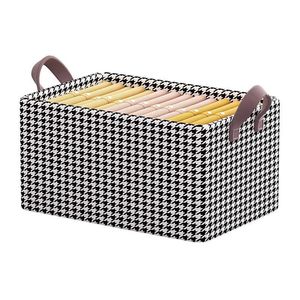 Houndstooth Steel Frame <b>Storage</b> Box Rectangle Foldable <b>Stackable</b> Clothing Organizer For Home <b>Wardrobe</b> Use - Product Image 5