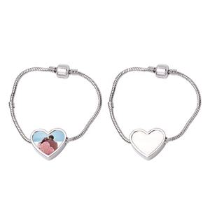 金属工艺品热卖升华空白心形手链为情人定制印花优雅手链 - Product Image 6