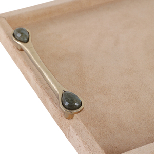 Vassoio in camoscio con manici in labradorite e dettagli in metallo per decorare il tavolino da caffè - Product Image 5
