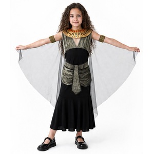 Costume de Cléopâtre égyptienne pour filles de 8 à 13 ans, robe de jeu de rôle pour fête d'Halloween avec col et cape - Product Image 4