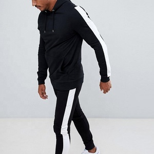 Wholesale Custom 100% Cotton Sweatsuit Sports <strong>Tracksuit</strong> Splice Color Training Gym <strong>Plain</strong> <strong>Tracksuits</strong> for Men - Product Image 3