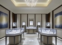 Vitrines de présentation de bijoux MEISHI, modernes, luxueuses, LED, écologiques, durables, incurvées, en verre, pour bijouterie, solides