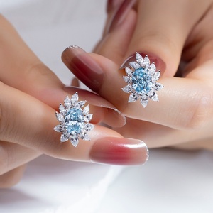 Pendientes Messi Jewelry MSE-728 de 18k con Piedra Preciosa Azul PS 2x3-2, Regalo de Compromiso o Cita para Chicas - Product Image 5