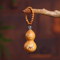 Ensemble de porte-clés en gourde naturelle peinte à la main, imitation antique, fait main, pendentif porte-bonheur chinois Fu Lu, breloque de sac en forme de calebasse