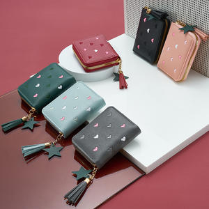 Monederos Mini con Borlas para Mujer, Monederos Cortos con Cierre, Bonitos Monederos de Cuero PU, Monedero de Mano Femenino - Product Image 2