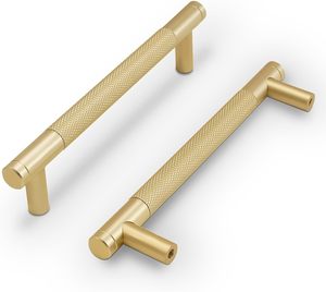 New T Bar Shape Furniture Hardware Supplies Kitchen Gold Cupboard Cabinet <strong>Drawer</strong> Door Cupboard Knurled <strong>Handles</strong> - Product Image 5