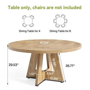 طاولة طعام دائرية أمريكية محلية مقاس 7 بوصات مع قاعدة خشبية، طاولات مطبخ دائرية لغرفة الطعام - Product Image 2