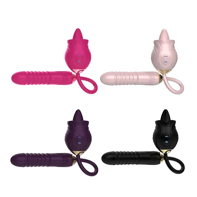 Amazon Dropshipping 2 in 1 Clitoral Tongue Licking Vibrator Rose Flower Sex Toys for Women Couples