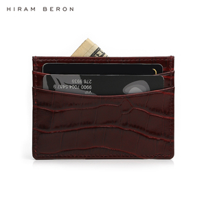 Porte-cartes en cuir italien bordeaux Hiram Beron, étui à cartes tendance, cuir véritable, porte-cartes de luxe, cadeau - Product Image 3