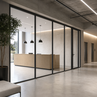 Cloison de séparation en verre encadrée pour salle de réunion, salle de conférence vidéo, salle de formation, salle d'entretien, salle d'accueil clients, espace lounge