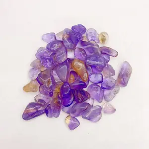Wholesale Natural Ametrine Tumble Healing Stone Hand Carved Crystal Tumble For Home Decoration