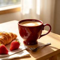 Tasse à café en porcelaine de haute qualité, style américain, dégradé – Réutilisable, écologique, compatible lave-vaisselle, portable, Shandong, 300-400 ml, pour thé