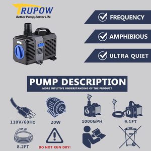 Pompe à eau rectangulaire <span class=keywords><strong>Grech</strong></span> CTP-2800 à haut débit 16000L/h pour système hydroponique, agriculture, aquarium, salon et utilisation sur bureau - Product Image 2