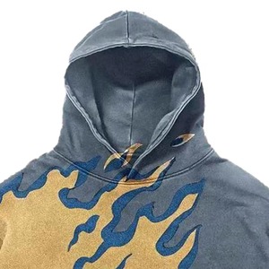 Felpa con Cappuccio Oversize Traspirante Personalizzata con Stampa <span class=keywords><strong>Hell</strong></span> Fire, Grafica Fiamma, Stile Gotico Streetwear, 100% Cotone - Product Image 3