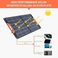 Panneau solaire portable pliable monocristallin 18V 100W 23% d'efficacité 72 cellules QC3.0 Type-C Encapsulation ETFE Noir 2 volets