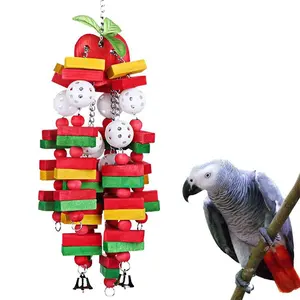 Grand jouet d'oiseau en forme d'arbre de Noël, jouet de perroquets pour aras perroquets gris africains d'Amazone cacatoès-jouet à mâcher en bois naturel