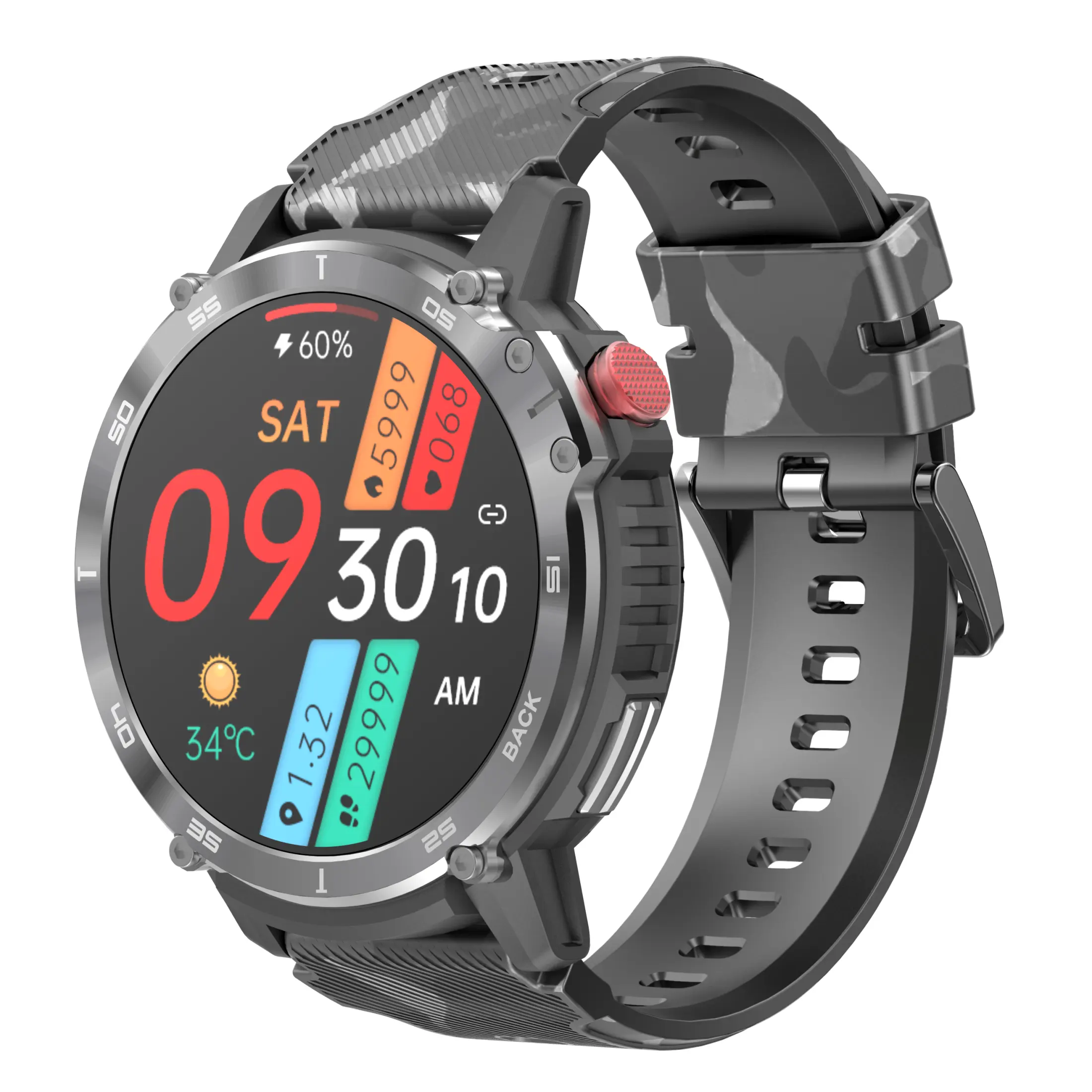 Hot Sale C22 Outdoor Sports Smart Watch 3ATM Waterproof Touch Screen Wristwatch Blood Pressure Fitness C22 Smartwatch