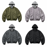 TOPSHOW GARMENT Blouson Bomber Homme Personnalisable avec Logo, Veste d'Hiver Chaude Rembourrée à Capuche, Manteau Décontracté Zippé