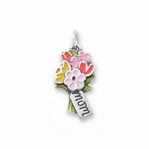 925 Sterling Silver Enamel Bouquet for Mom Pendants &amp; Charms for <strong>Bracelet</strong> <strong>Cute</strong> Designer for Women Jewelry Making - Product Image 4