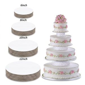 Planche à gâteau en papier ondulé blanc Base de gâteau d'anniversaire Plateau rond 6 8 10 12 pouces Assiette alimentaire Carton Base de gâteau étanche à l'eau - Product Image 1