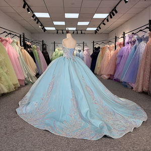 Jancember 6831 Exclusivo azul sin tirantes con cordones vestidos de noche para niñas - Product Image 4