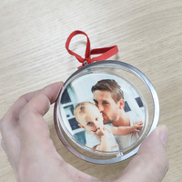 Ornement de Noël en plastique vierge pour sublimation, boule plate rotative, pendentif pour impression par transfert thermique, cadeau de fêtes DIY, vente en gros Topjlh