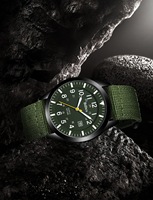 Montre de sport de luxe pour homme, boîtier en acier inoxydable de 43 mm, bracelet en nylon, montre analogique, date, mouvement à quartz, boîte