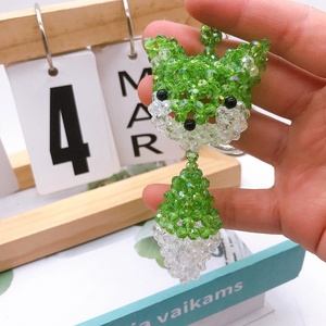 พวงกุญแจลูกปัดพลาสติกทรงเหลี่ยมลายการ์ตูนสัตว์ทำมือ DIY ลูกปัดอะคริลิกใส พวงกุญแจจิ้งจอกหางใหญ่น่ารัก - Product Image 6