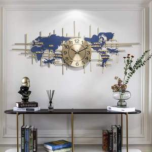 <span class=keywords><strong>Orologio</strong></span> <span class=keywords><strong>da</strong></span> <span class=keywords><strong>Parete</strong></span> Moderno in Metallo di Lusso Leggero a Forma di Grande Mappa del <span class=keywords><strong>Mondo</strong></span> per Soggiorno - Product Image 5