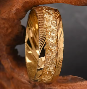 2025 Klasse <span class=keywords><strong>Ring</strong></span> 8Mm Geel Goud Damascus Staal Mode Ringen Bruiloft En Verloving Band Aanpasbare Luxe Ringen Voor Mannen - Product Image 6