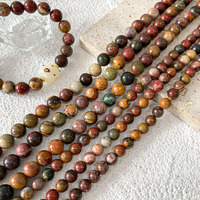 Perles rondes en jaspe rouge naturel de 6 mm, 8 mm, 10 mm, également appelées jaspe Picasso multicolore Cherry Creek, pour la fabrication de bijoux DIY