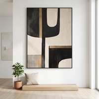 Peinture à l'huile 3D moderne à texture épaisse, peinte à la main, avec feuille d'or noir, art abstrait sur toile, taille personnalisable, cadre sur mesure pour