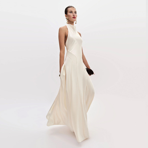 Abito Lungo Elegante Francese di Alta Gamma con Collo all'Americana e Schiena Scoperta, Nuovo Stile Estivo di Lusso Accessibile Occidentale per Taglia XS, Lunghezza al Pavimento - Product Image 4
