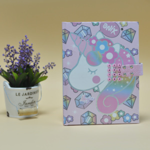 Papelería Útiles escolares Stock Diario secreto de unicornio personalizado con Diario de sonido con bloqueo de código - Product Image 2