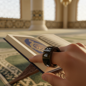 Anillo Contador de Tasbeeh Equantu Dhikr 2026 SQ668 de Acero Inoxidable con Reloj Azan para Musulmanes - Product Image 1