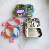 Boîte à lunch isotherme en acier inoxydable à grande capacité avec 3 compartiments scellés, boîte à lunch thermique pour le bureau/les adultes/les enfants