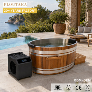 PLOUTARA Vasca da Bagno Ovale Moderna Isolata da 50mm in Legno per Immersione a Freddo, Refrigeratore d'Acqua in Acciaio Inox 304 con Controllo Balboa, Recupero in 48 Ore, <span class=keywords><strong>Spa</strong></span> - Product Image 1