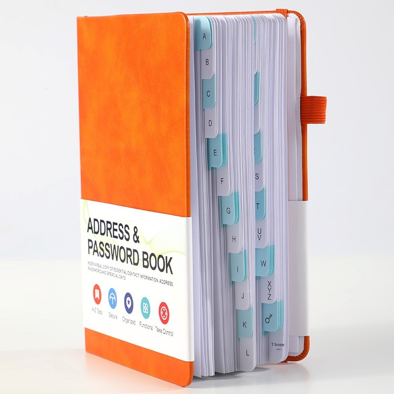A5B6 Leather Hardcover Password Book Cross-Border Address and Letter Label Size A3 Thermal Binding for Computer Website Login