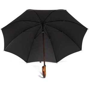 <span class=keywords><strong>Beau</strong></span> tissu de pongé noir à la mode, poignée en bois d'érable, parapluies droits pour hommes, regenschirm - Product Image 2